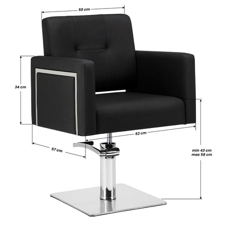 Gabbiano Bergamo Hair Salon Styling Chair Black - side view on a white background