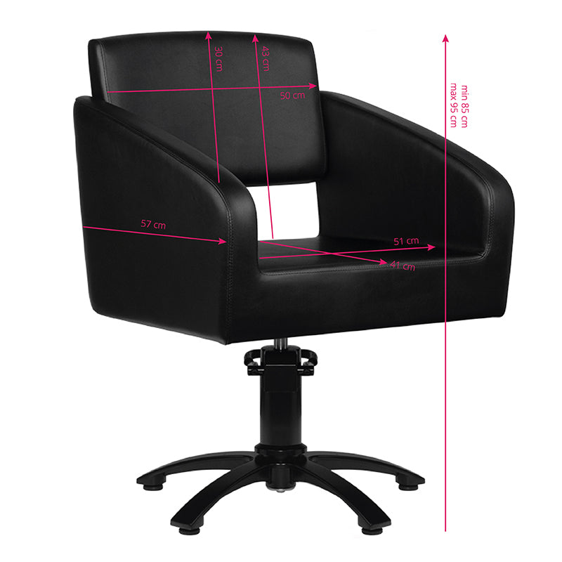 Gabbiano Bergen Barber Chair Black - side view on a white background