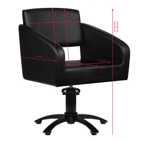 Gabbiano Bergen Barber Chair Black - side view on a white background