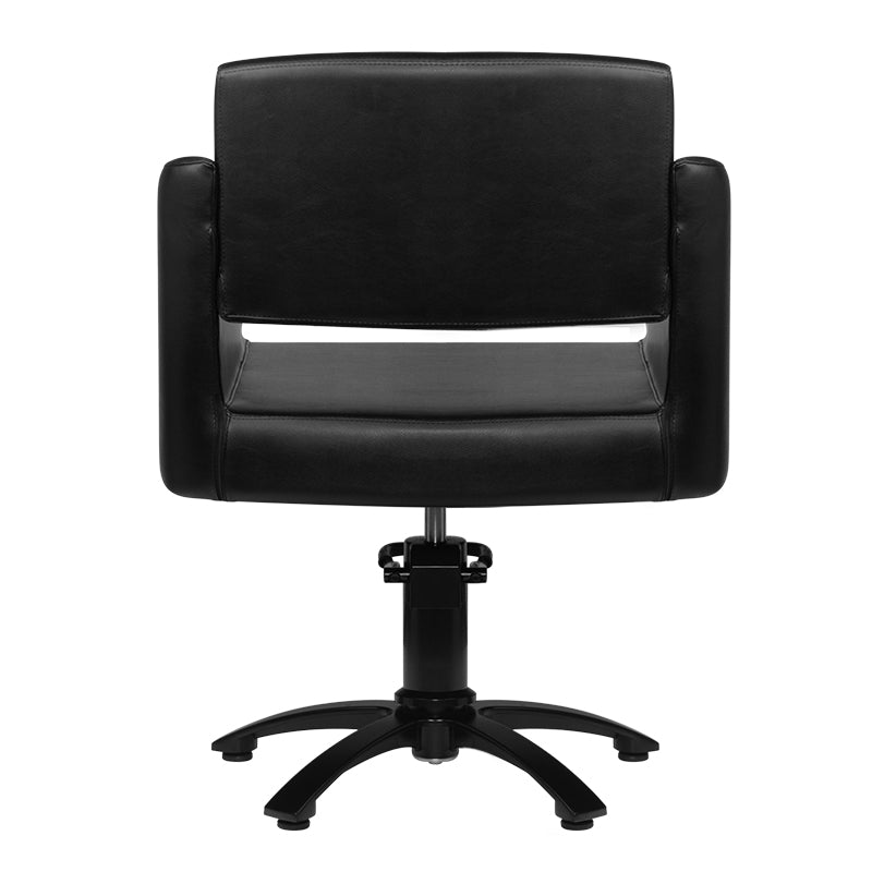 Gabbiano Bergen Barber Chair Black - reclined side view with the footrest extended