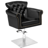 Gabbiano Berlin Barber Chair Black - angled front view on a white background