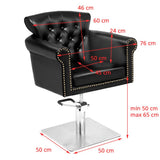 Gabbiano Berlin Barber Chair Black - dimensions and measurements shown