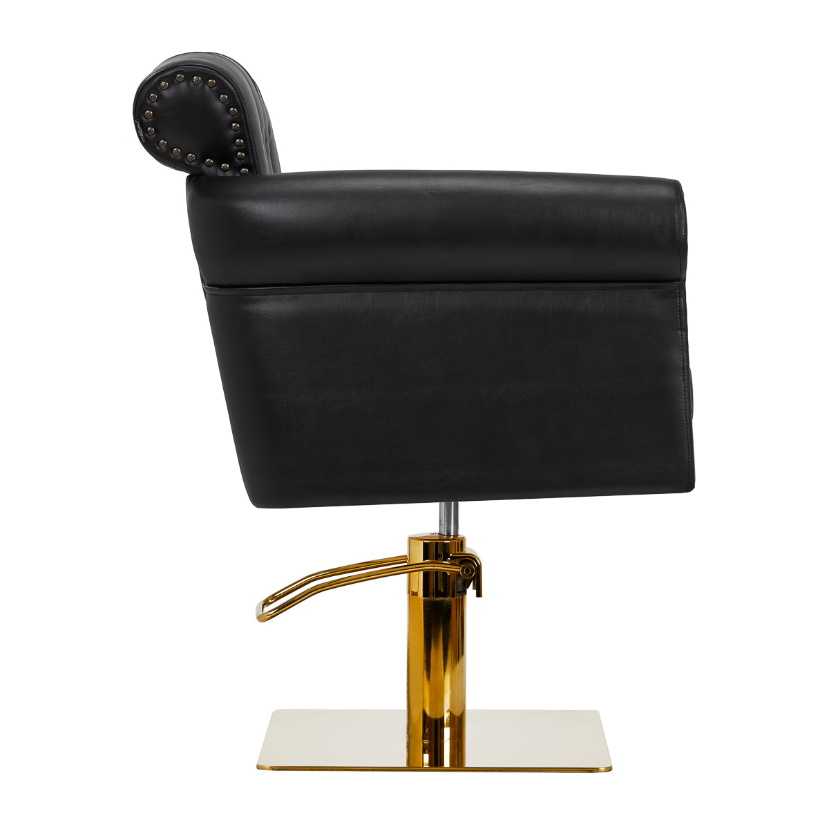 Gabbiano Berlin Hair Salon Styling Chair Black & Gold - side view on a white background