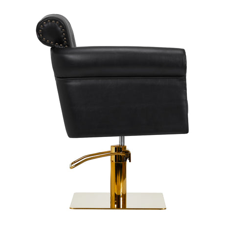 Gabbiano Berlin Hair Salon Styling Chair Black & Gold - side view on a white background