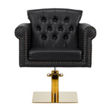 Gabbiano Berlin Hair Salon Styling Chair Black & Gold - front view on a white background