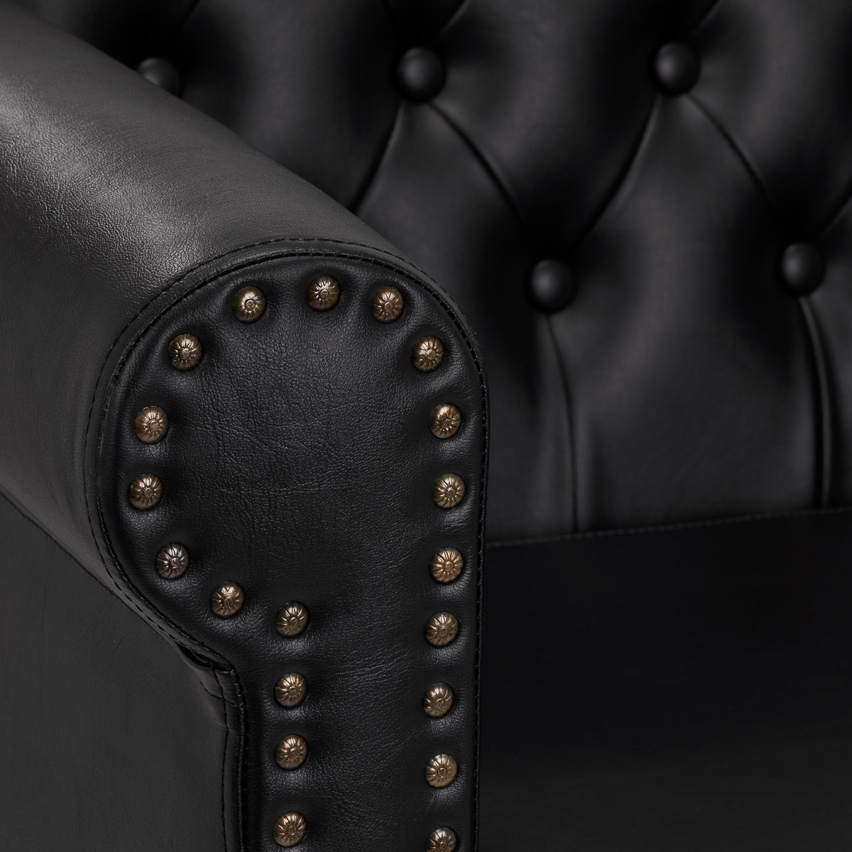 Gabbiano Berlin Hair Salon Styling Chair Black & Gold - close-up of the upholstery and construction details