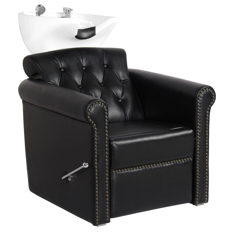 Gabbiano Berlin Lux Backwash Unit Black - full product view at an angle on a white background