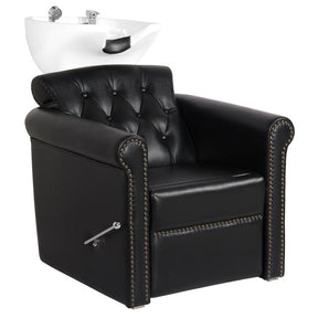 Gabbiano Berlin Lux Backwash Unit Black - full product view at an angle on a white background