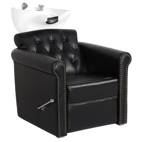 Gabbiano Berlin Lux Backwash Unit Black - full product view at an angle on a white background