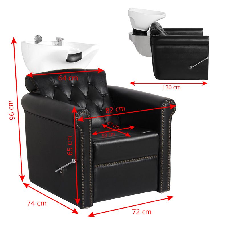 Gabbiano Berlin Lux Backwash Unit Black - dimensions and measurements shown