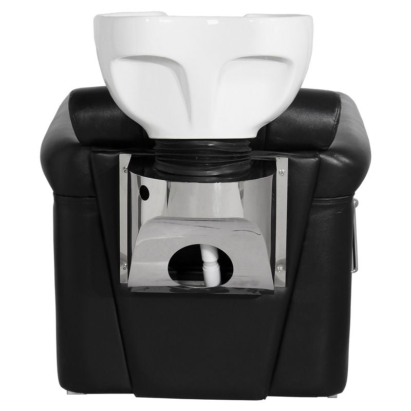 Gabbiano Berlin Lux Backwash Unit Black - side view of the complete wash unit