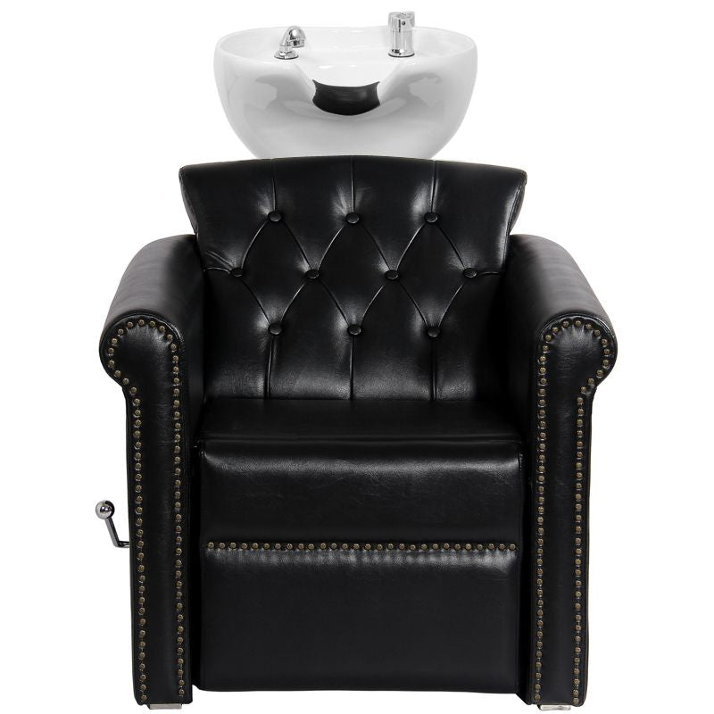 Gabbiano Berlin Lux Backwash Unit Black - rear view showing the basin connections