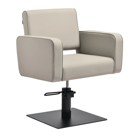 Gabbiano Bilbao Hair Salon Styling Chair Grey & Beige - angled front view on a white background