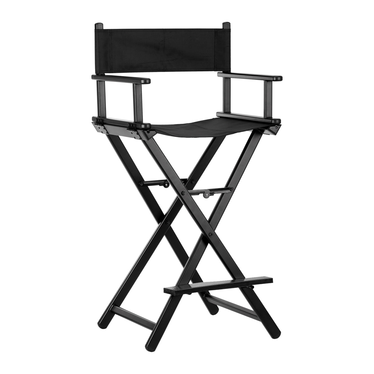 Gabbiano Black Aluminium Make-up Chair - full product view at an angle on a white background