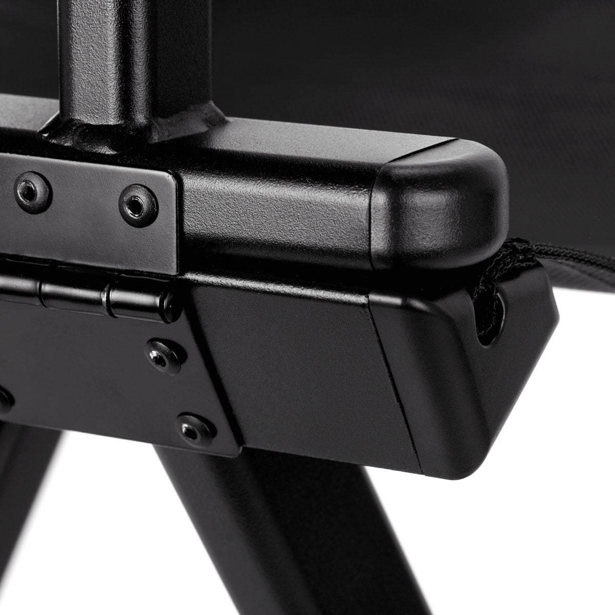 Gabbiano Black Aluminium Make-up Chair - close-up of the upholstery and construction details