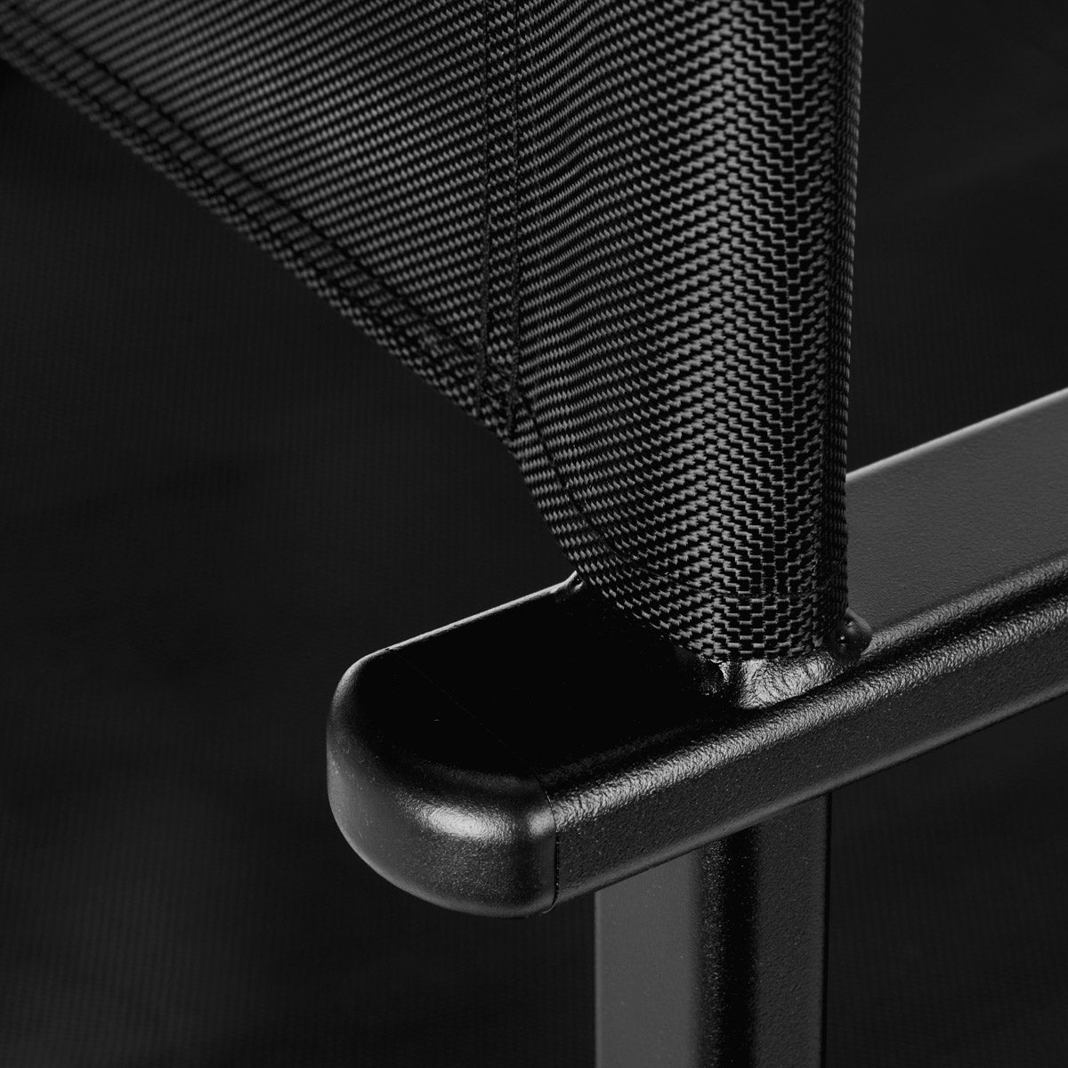 Gabbiano Black Aluminium Make-up Chair - close-up of the upholstery and construction details