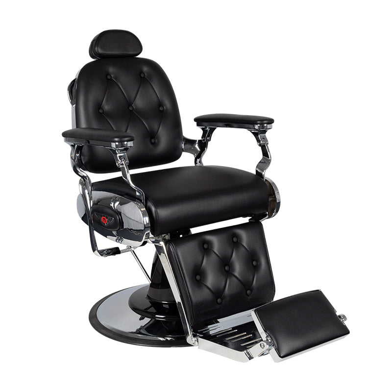 Gabbiano Black Barber Chair Pietro - angled front view on a white background
