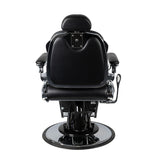 Gabbiano Black Barber Chair Pietro - reclined side view with the footrest extended