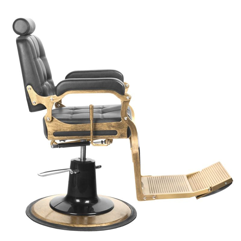 Gabbiano Black Boss Barber Chair - rear view on a white background
