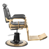 Gabbiano Black Boss Barber Chair - rear view on a white background