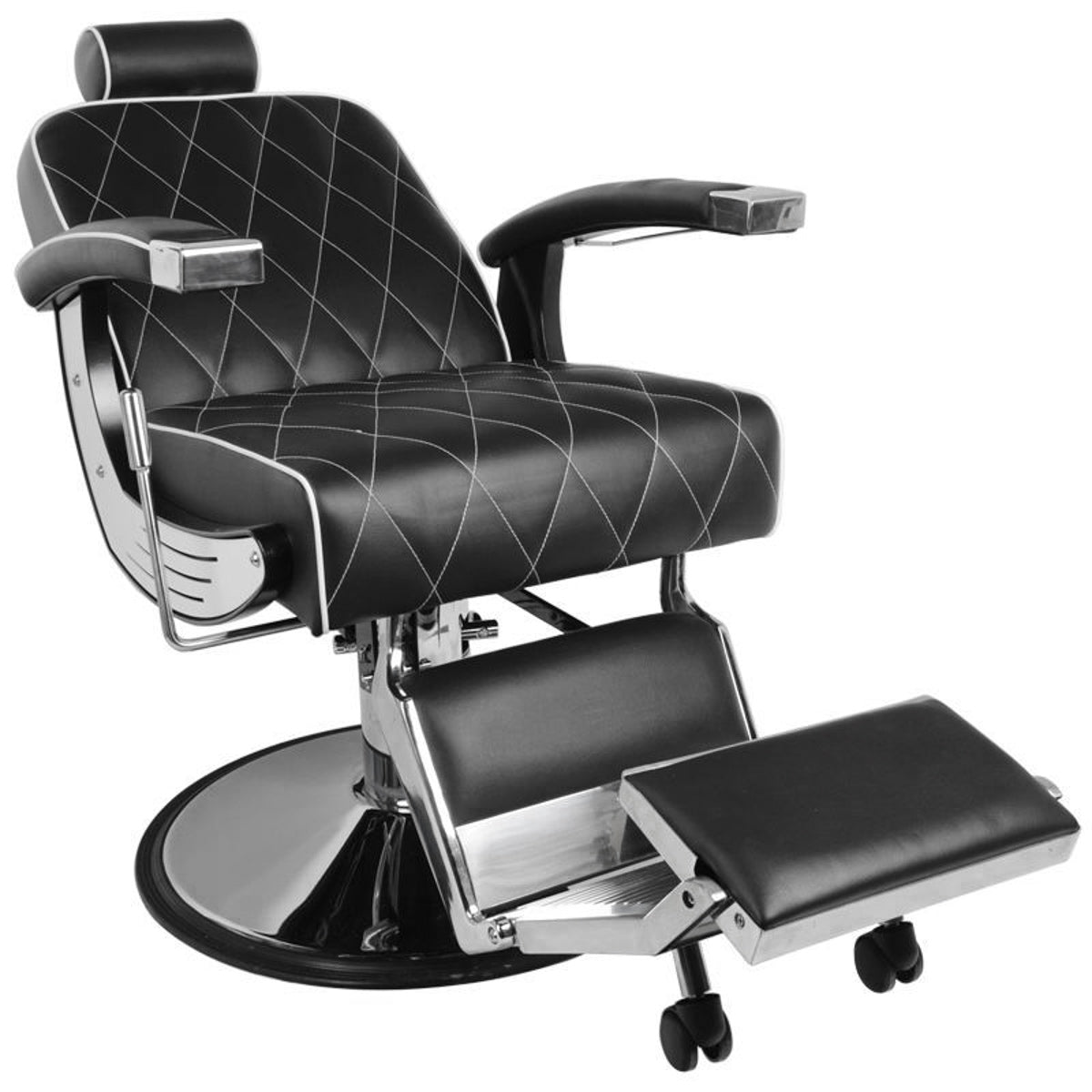 Gabbiano Black Imperial Barber Chair - front view on a white background