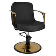 Gabbiano Bologna Hair Salon Styling Chair Gold & Black - angled front view on a white background