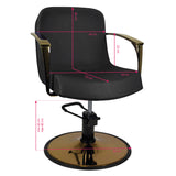 Gabbiano Bologna Hair Salon Styling Chair Gold & Black - side view on a white background