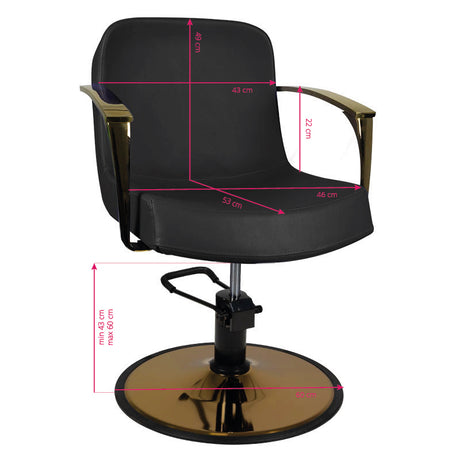 Gabbiano Bologna Hair Salon Styling Chair Gold & Black - side view on a white background