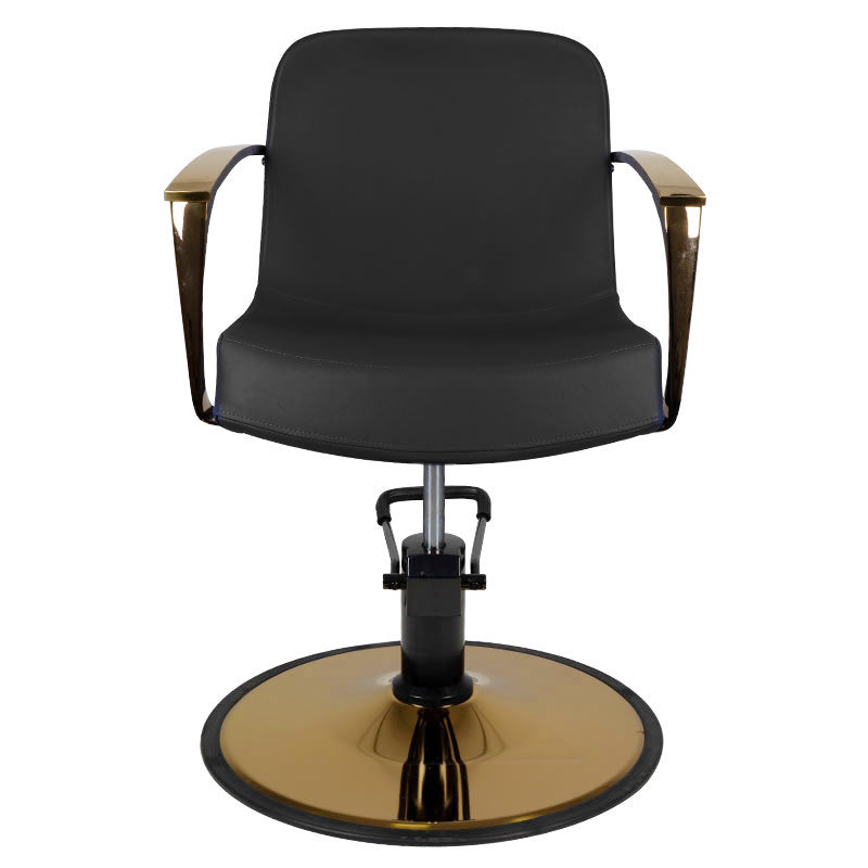 Gabbiano Bologna Hair Salon Styling Chair Gold & Black - front view on a white background