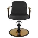 Gabbiano Bologna Hair Salon Styling Chair Gold & Black - front view on a white background