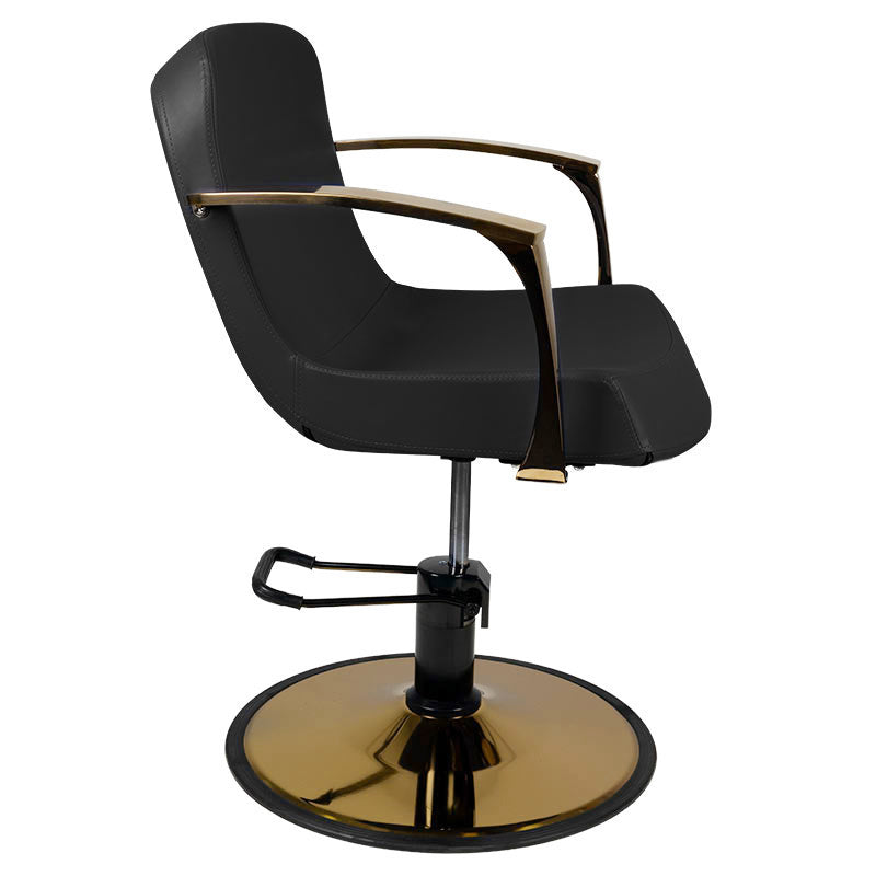Gabbiano Bologna Hair Salon Styling Chair Gold & Black - rear view on a white background