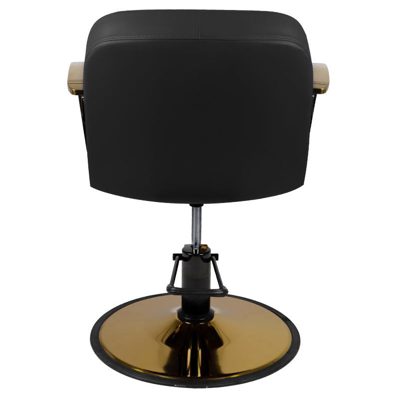 Gabbiano Bologna Hair Salon Styling Chair Gold & Black - close-up of the upholstery, frame and footrest details
