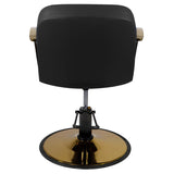 Gabbiano Bologna Hair Salon Styling Chair Gold & Black - close-up of the upholstery, frame and footrest details