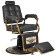 Gabbiano Boss HD Old Leather Barber Chair Black - angled front view on a white background