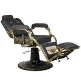 Gabbiano Boss HD Old Leather Barber Chair Black - front view on a white background