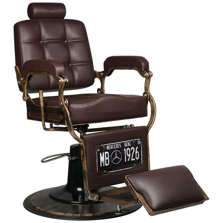 Gabbiano Brown Boss Barber Chair - angled front view on a white background