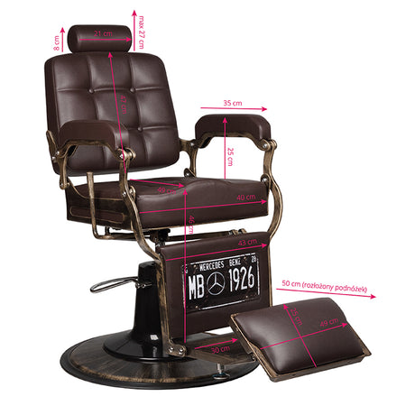 Gabbiano Brown Boss Barber Chair - side view on a white background