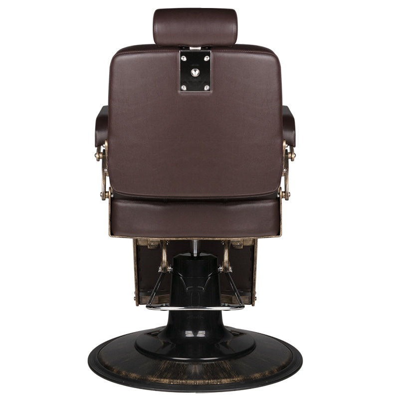 Gabbiano Brown Boss Barber Chair - rear view on a white background
