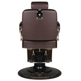 Gabbiano Brown Boss Barber Chair - rear view on a white background
