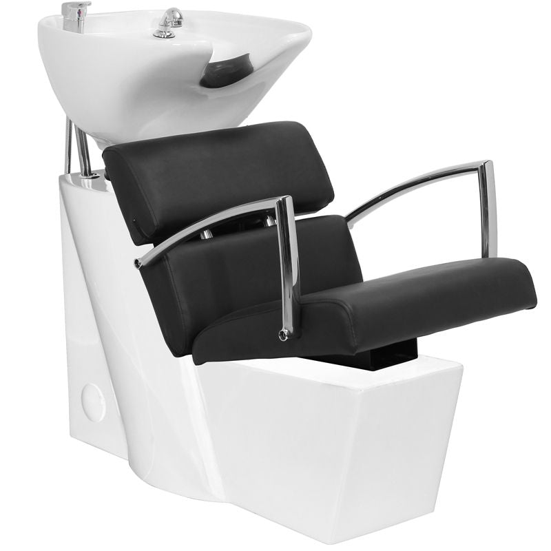 Gabbiano Brussels Backwash Unit Black - full product view at an angle on a white background