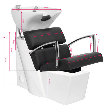 Gabbiano Brussels Backwash Unit Black - full product view on a white background