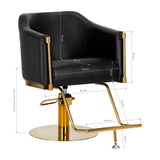 Gabbiano Burgos Hair Salon Styling Chair Black & Gold - side view on a white background