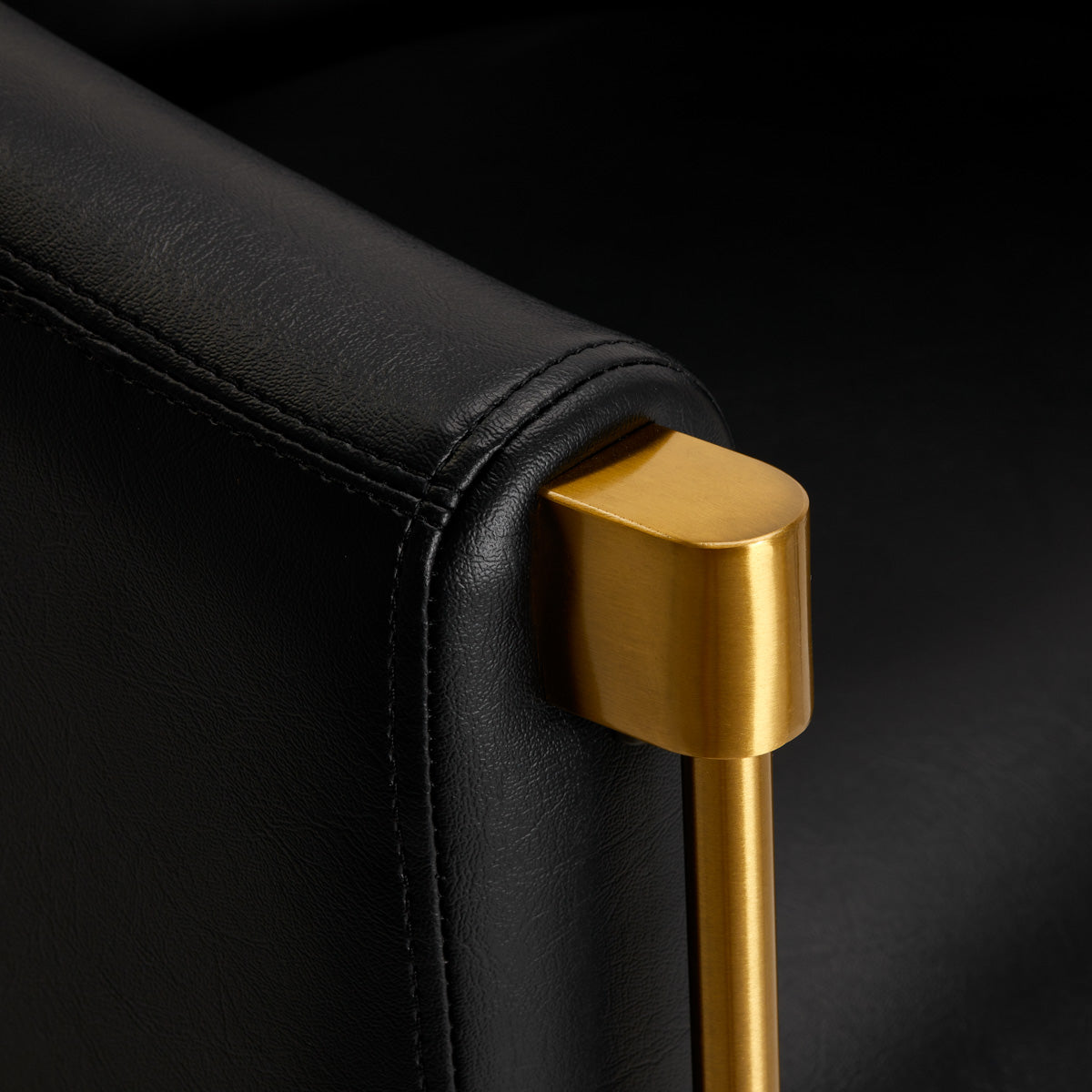 Gabbiano Burgos Hair Salon Styling Chair Black & Gold - close-up of the upholstery and construction details