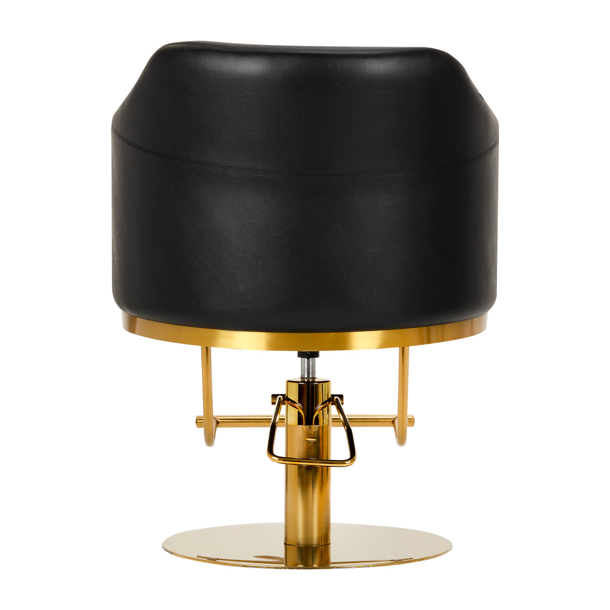 Gabbiano Burgos Hair Salon Styling Chair Black & Gold - close-up of the upholstery, frame and footrest details