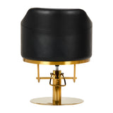 Gabbiano Burgos Hair Salon Styling Chair Black & Gold - close-up of the upholstery, frame and footrest details