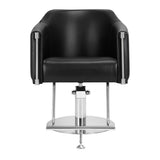 Gabbiano Burgos Hair Salon Styling Chair Black - close-up of the upholstery, frame and footrest details