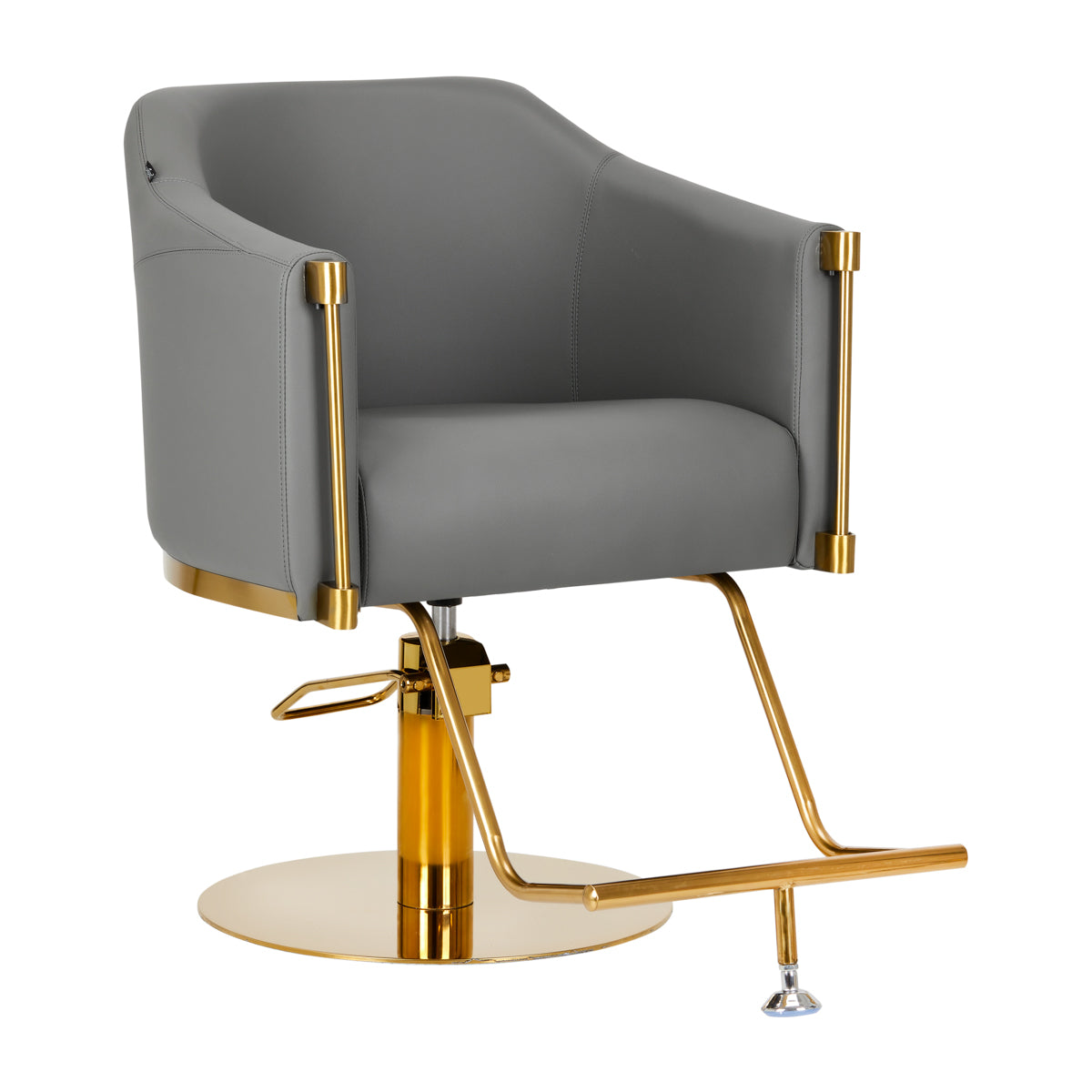 Gabbiano Burgos Hair Salon Styling Chair Gold & Grey - angled front view on a white background