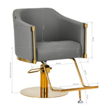 Gabbiano Burgos Hair Salon Styling Chair Gold & Grey - side view on a white background