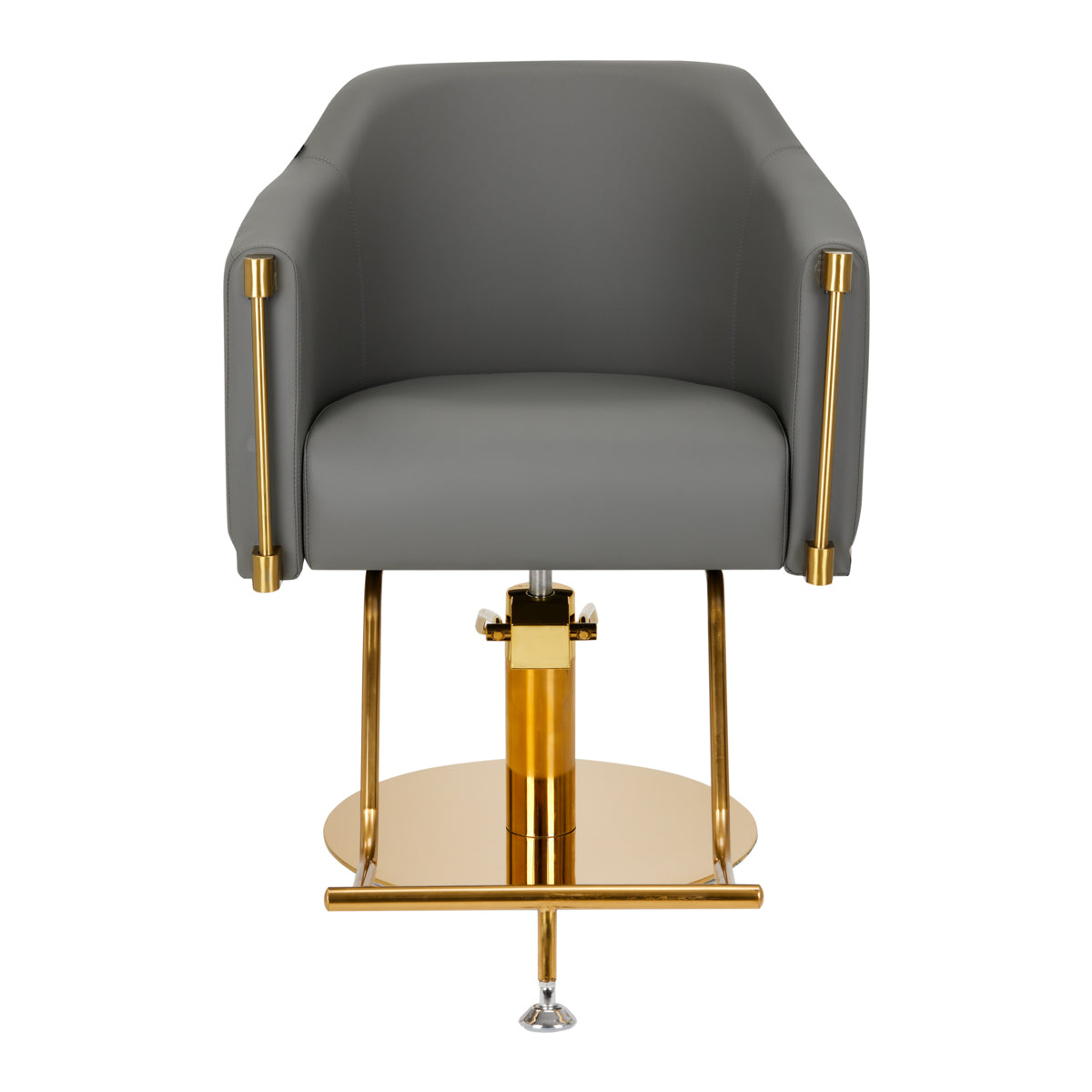 Gabbiano Burgos Hair Salon Styling Chair Gold & Grey - close-up of the upholstery, frame and footrest details