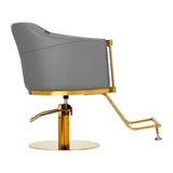 Gabbiano Burgos Hair Salon Styling Chair Gold & Grey - close-up of the upholstery, frame and footrest details